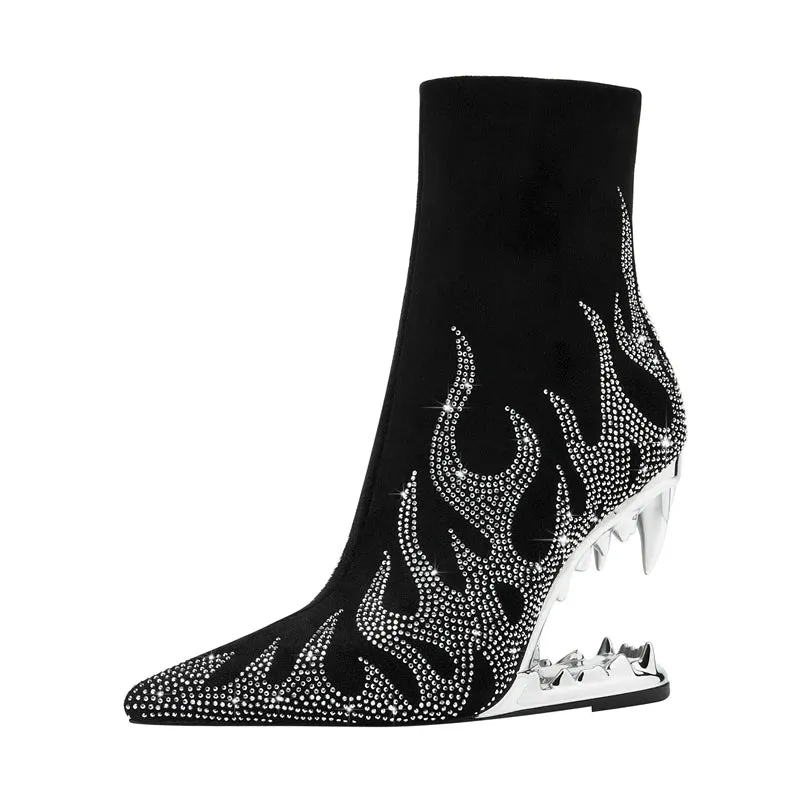 Lorena – Water Diamond Flame-Pointed High Heel Women's Boots