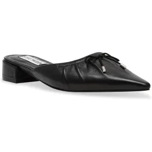 Lorrin Black Leather Bow Slip On Flats