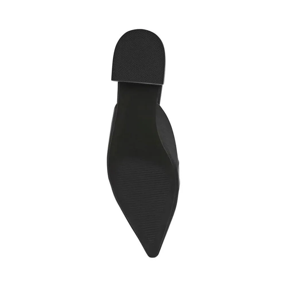 Lorrin Black Leather Bow Slip On Flats
