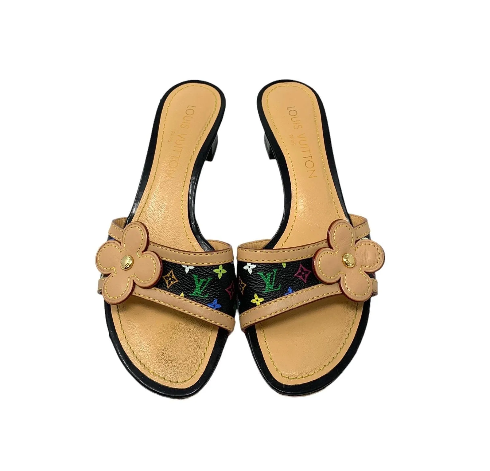 Louis Vuitton Black Multicolor Kitten Heels