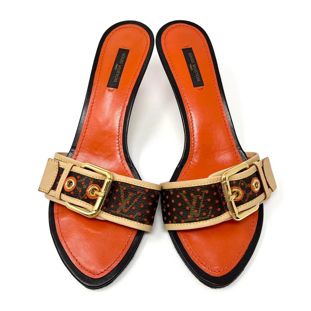Louis Vuitton Orange Monogram Kitten Heels