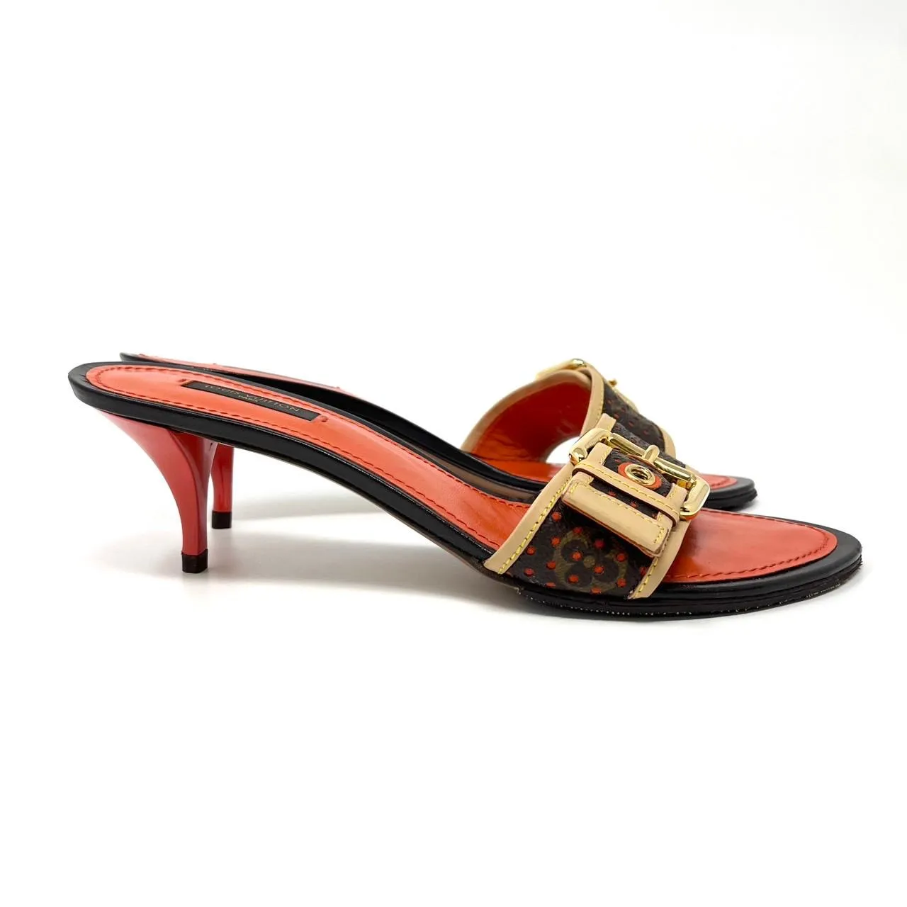 Louis Vuitton Orange Monogram Kitten Heels