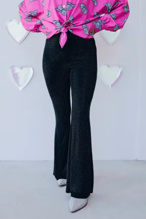 Luminous Finish Flare Pants - Black