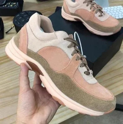 Luxury Fashion shoes Black Grey True leather Suede Calfskin Low Lace Up Sneaker Runners Trainers