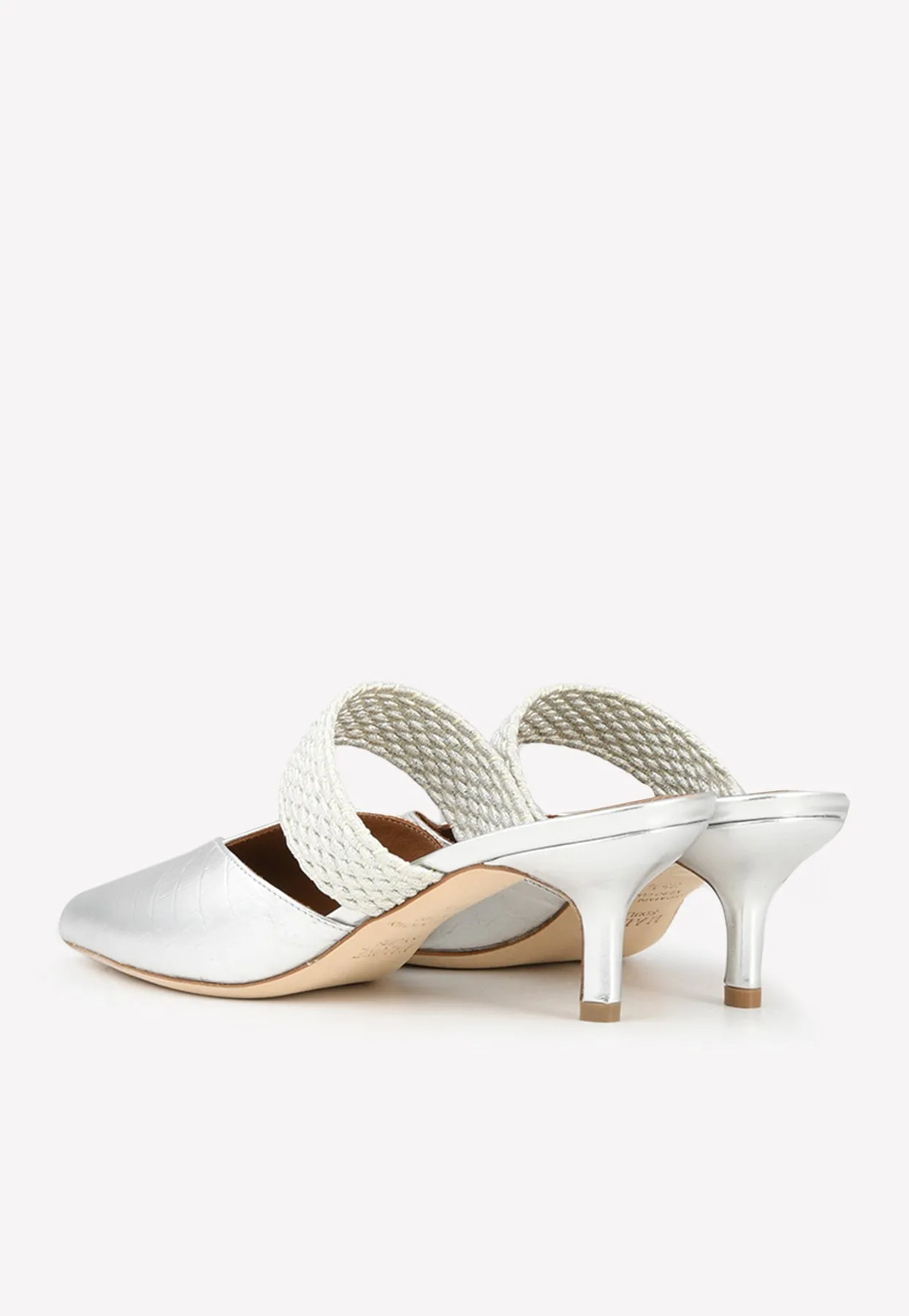 Maisie 45 Metallic Mules in Croc-Embossed Leather
