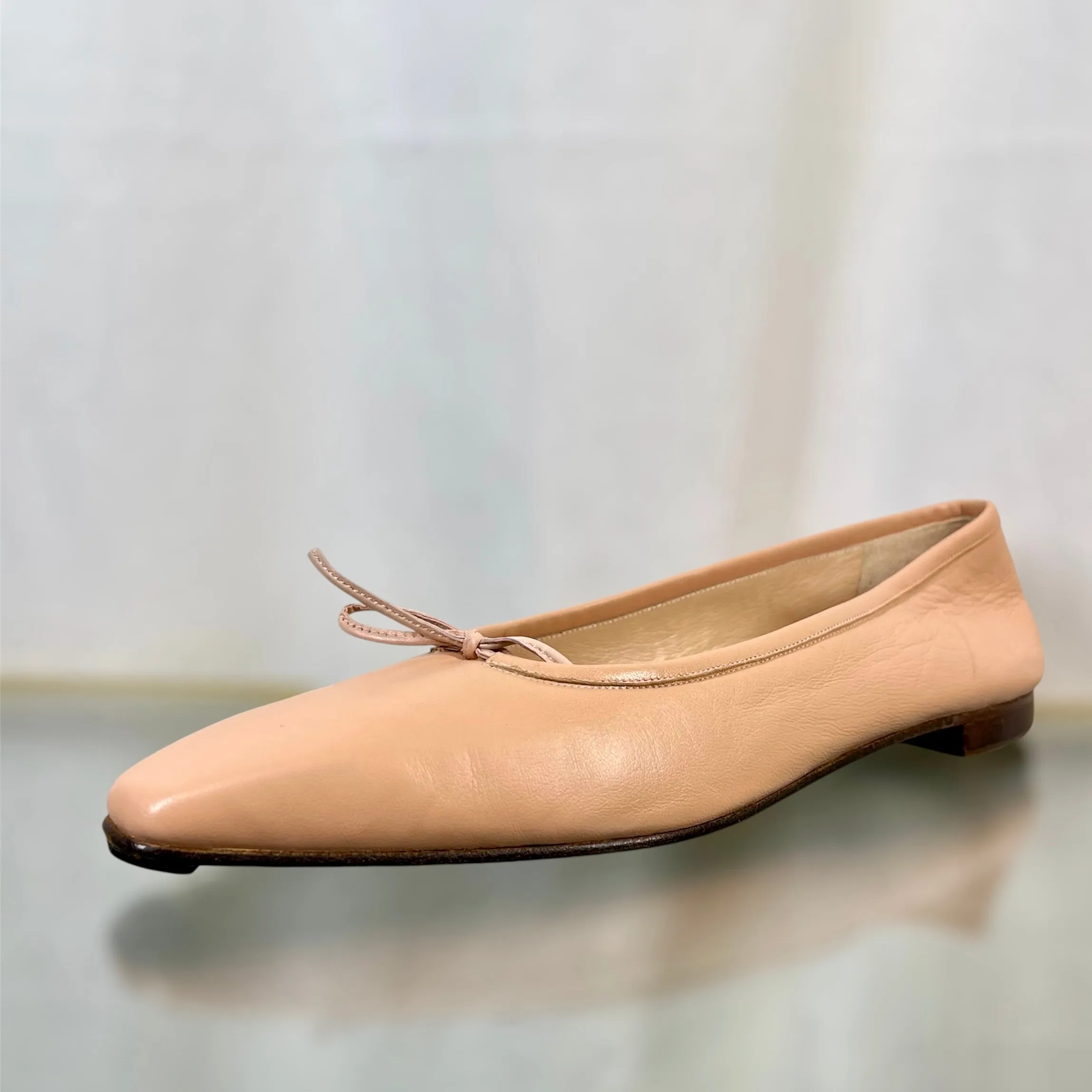 MANOLO BLAHNIK Pink Veralli Leather Bow Ballerina Flats SZ41.5(11.5US) DIA290