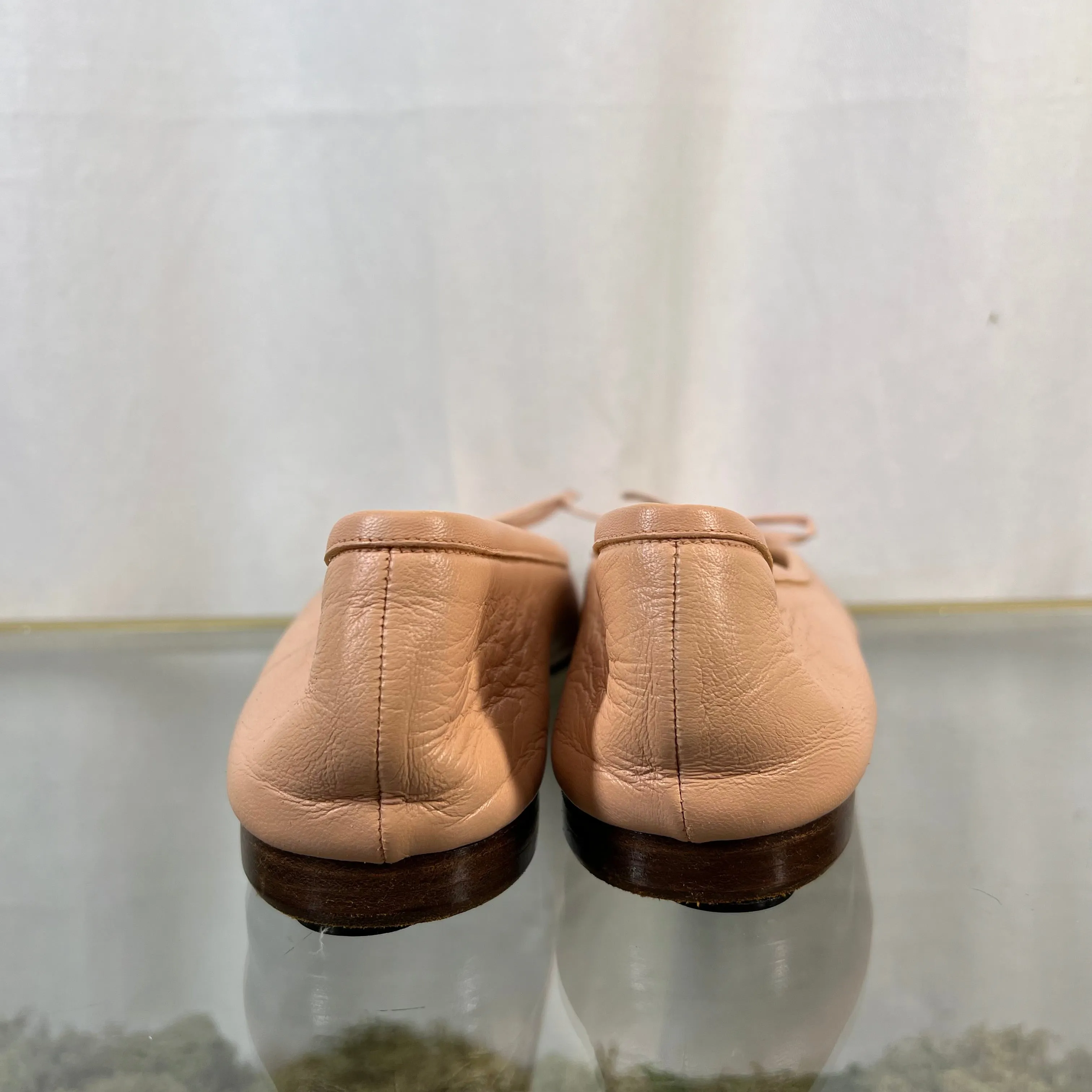 MANOLO BLAHNIK Pink Veralli Leather Bow Ballerina Flats SZ41.5(11.5US) DIA290