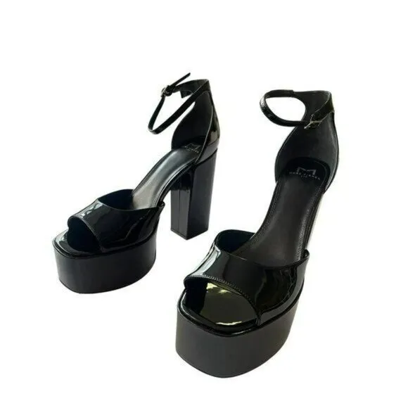 Marc Fisher Black Patent Leather Platform Heels Sz 7.5 NEW