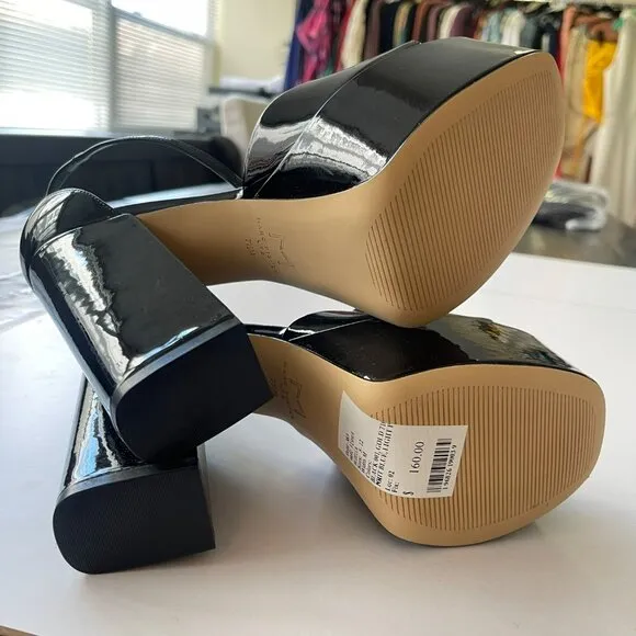 Marc Fisher Black Patent Leather Platform Heels Sz 7.5 NEW