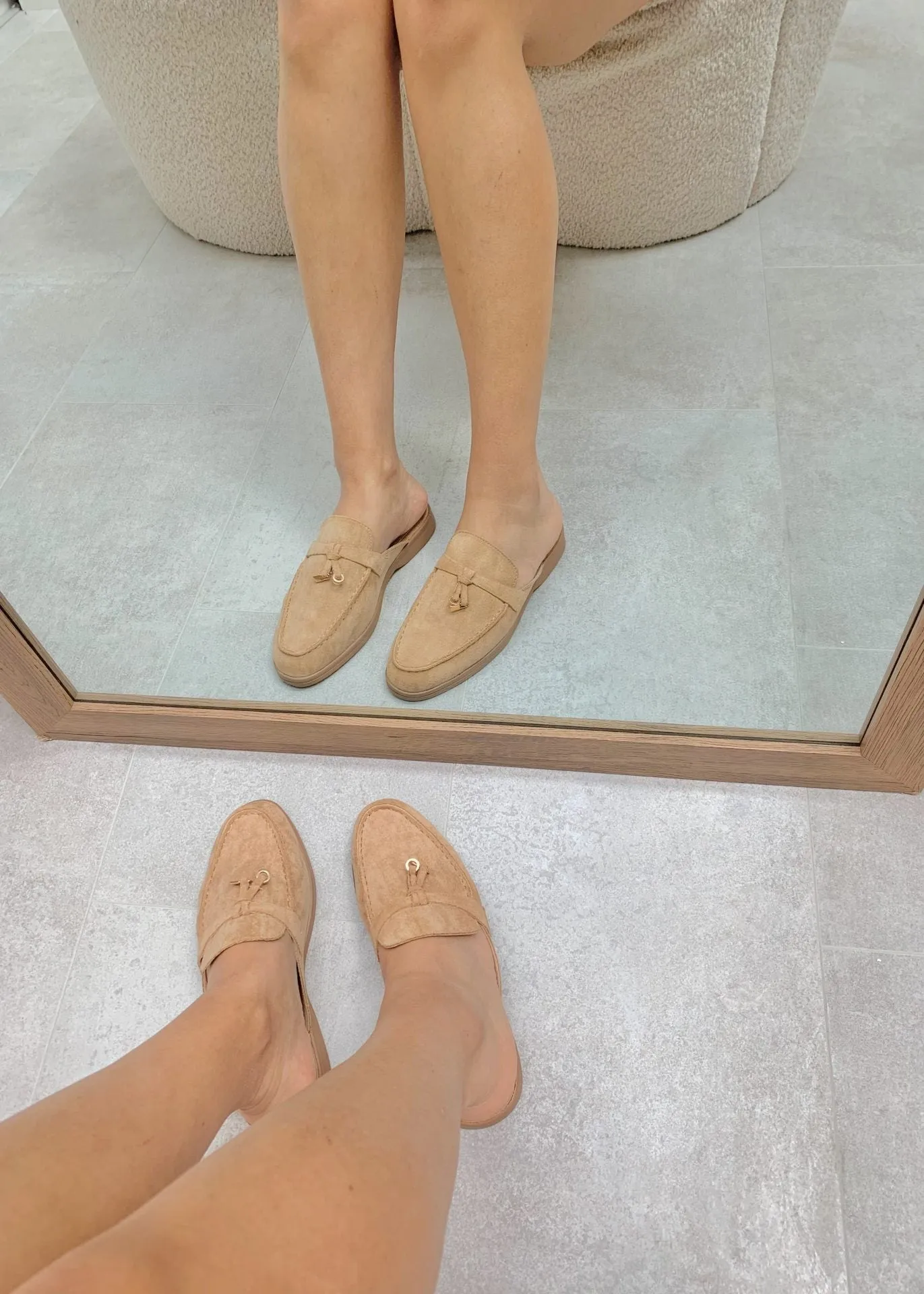 Maris™ | Khaki Suede Summer Loafers with Tassels