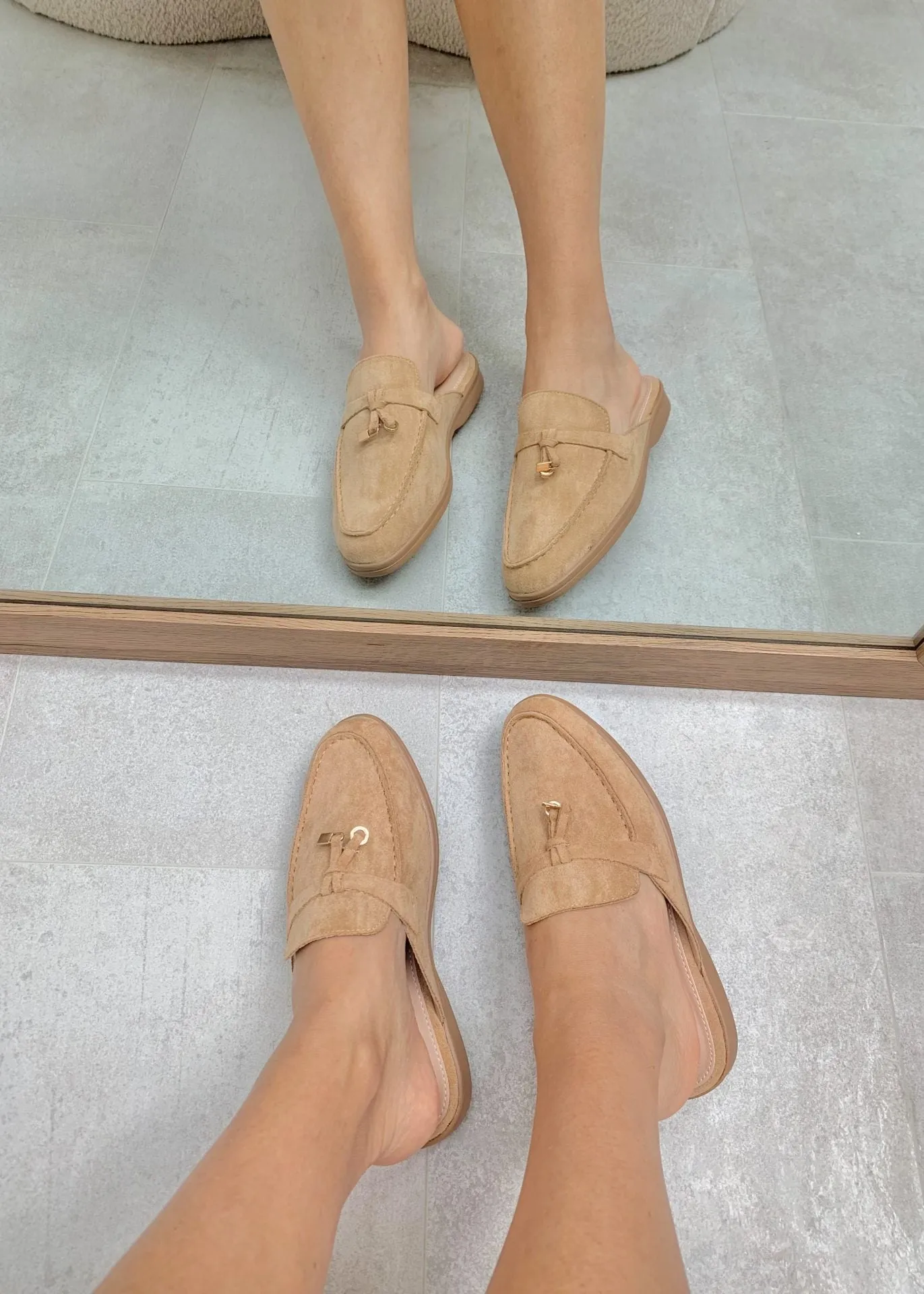 Maris™ | Khaki Suede Summer Loafers with Tassels