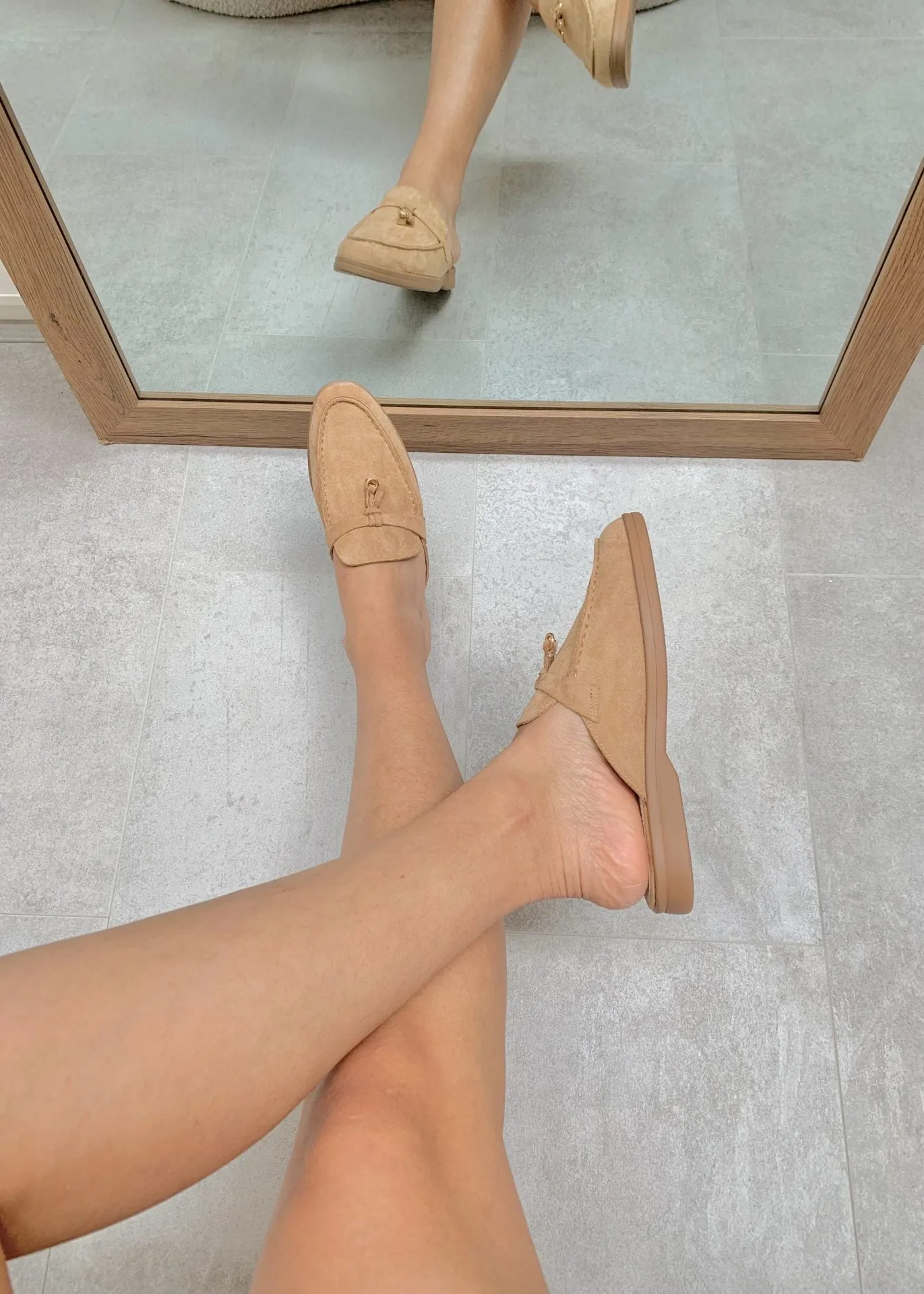 Maris™ | Khaki Suede Summer Loafers with Tassels