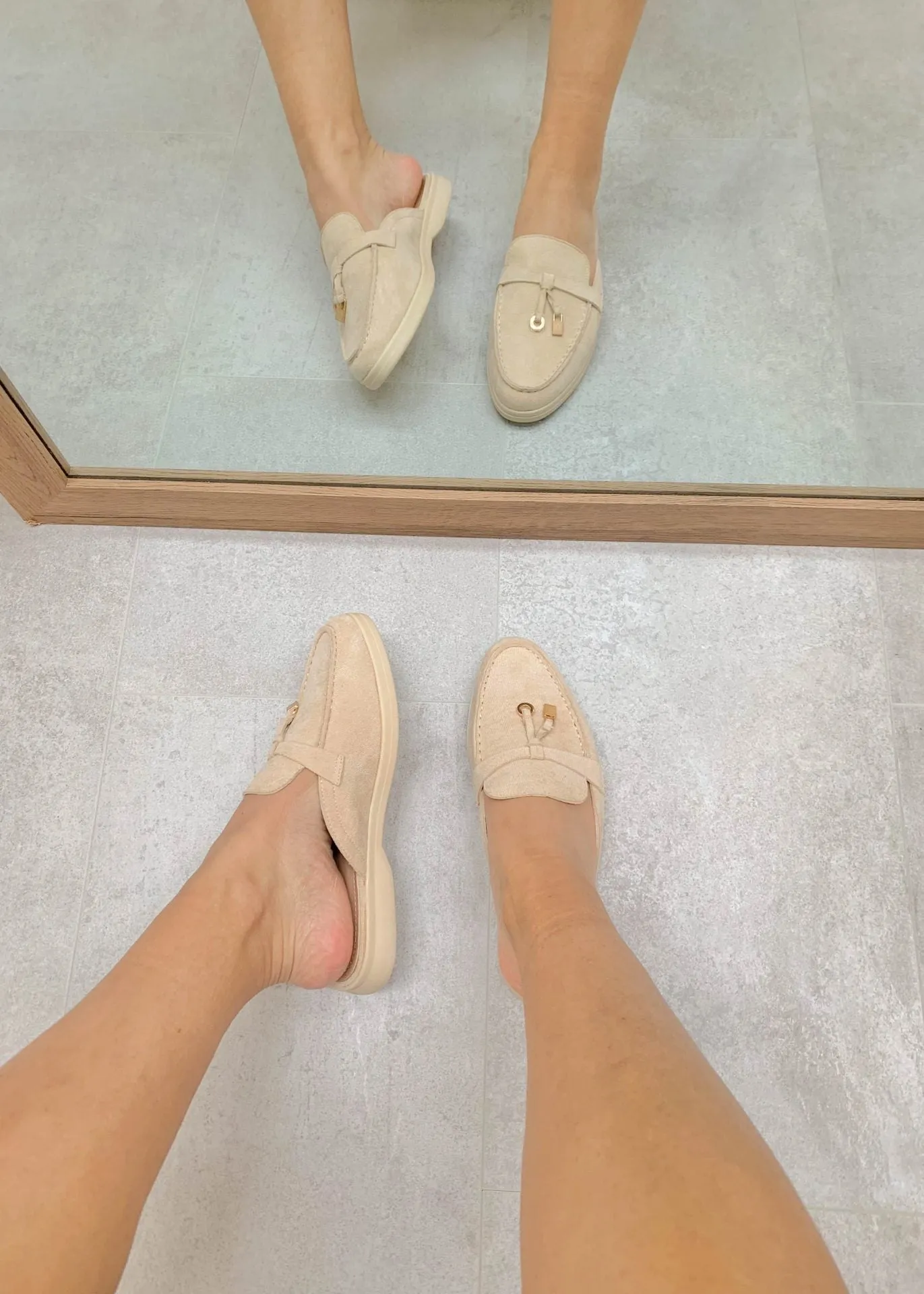 Maris™ | Khaki Suede Summer Loafers with Tassels