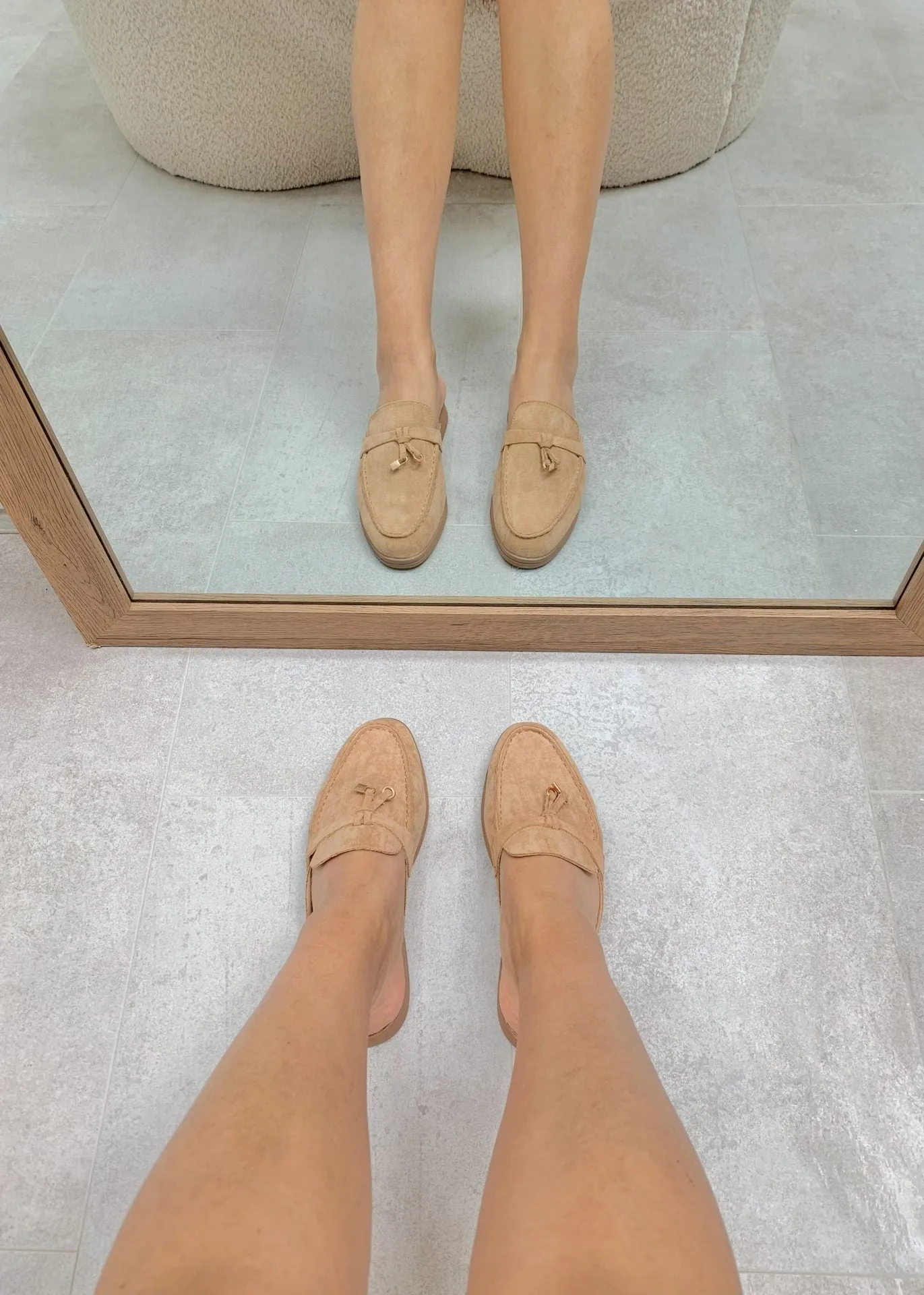 Maris™ | Khaki Suede Summer Loafers with Tassels