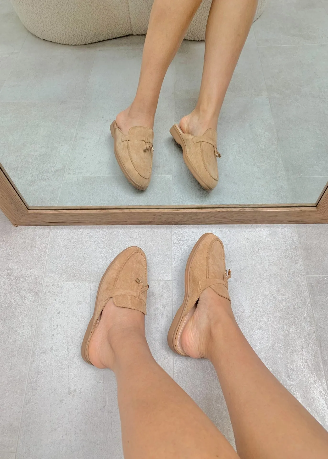 Maris™ | Khaki Suede Summer Loafers with Tassels
