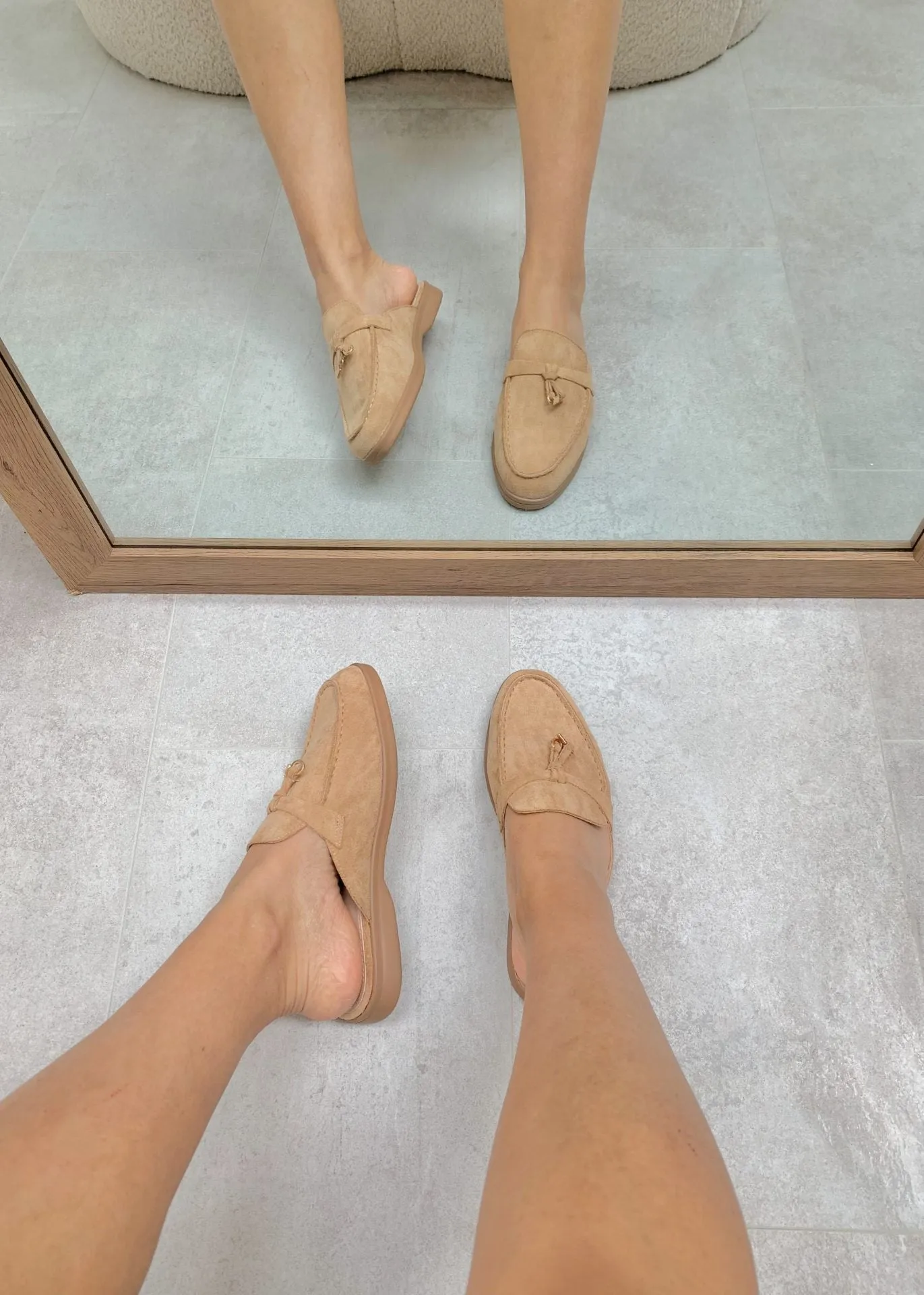 Maris™ | Khaki Suede Summer Loafers with Tassels