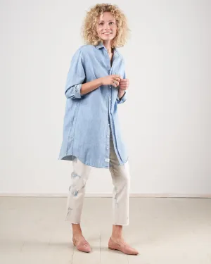 mary woven button up dress - classic blue wash