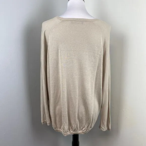 MaxMara Weekend Linen &amp; Silk Neutral Lightweight Cardigan Medium Casual
