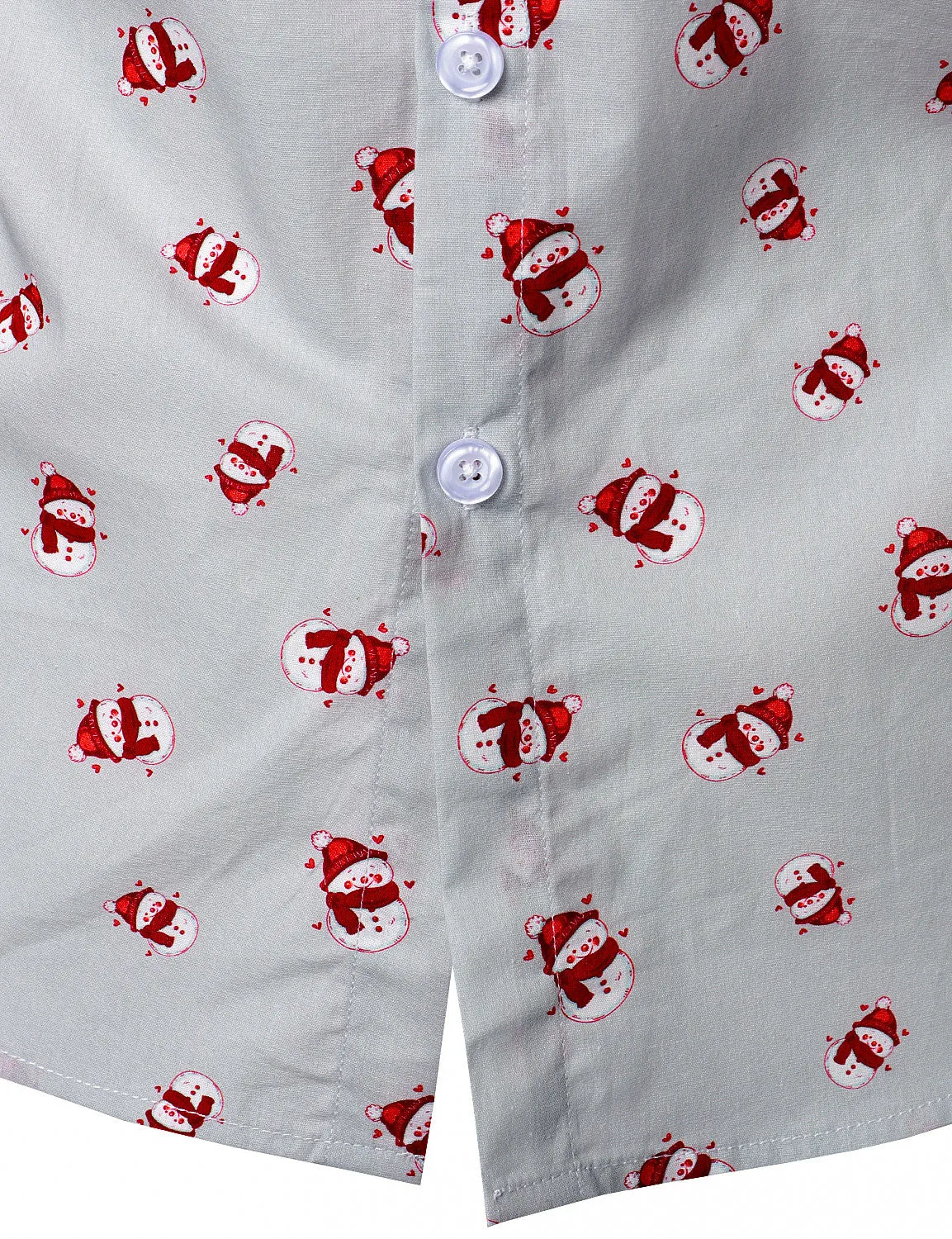 Men's Christmas Snowman Print Casual Button Long Sleeve Shirt