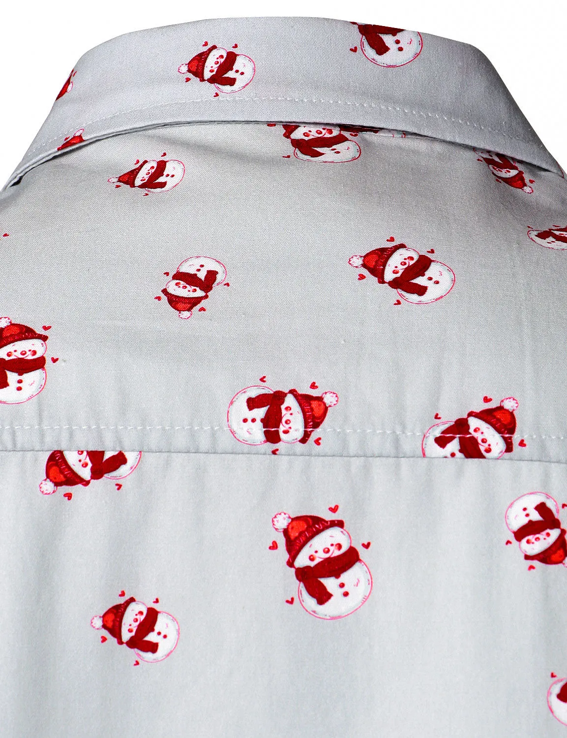 Men's Christmas Snowman Print Casual Button Long Sleeve Shirt