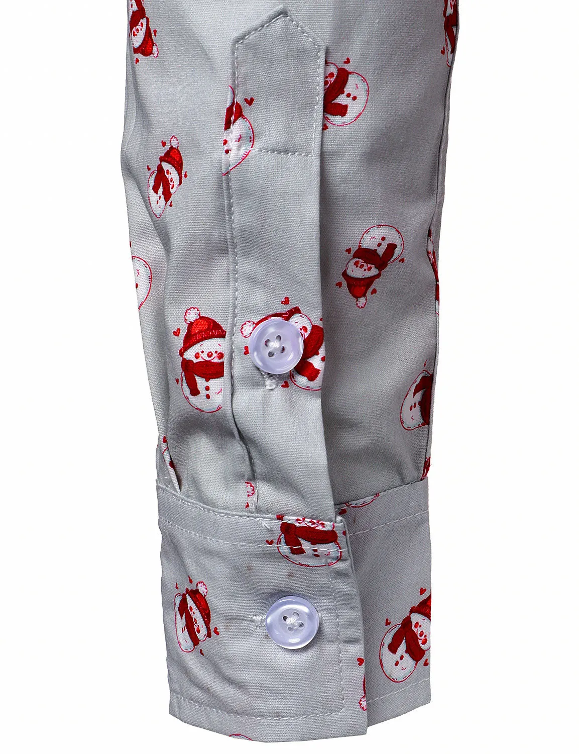 Men's Christmas Snowman Print Casual Button Long Sleeve Shirt