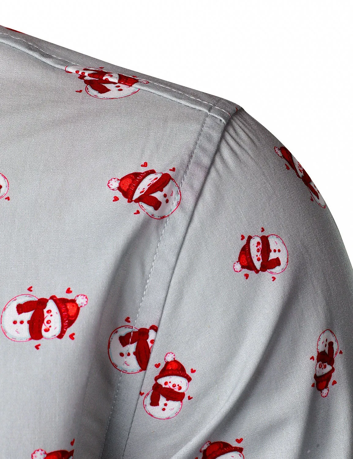 Men's Christmas Snowman Print Casual Button Long Sleeve Shirt