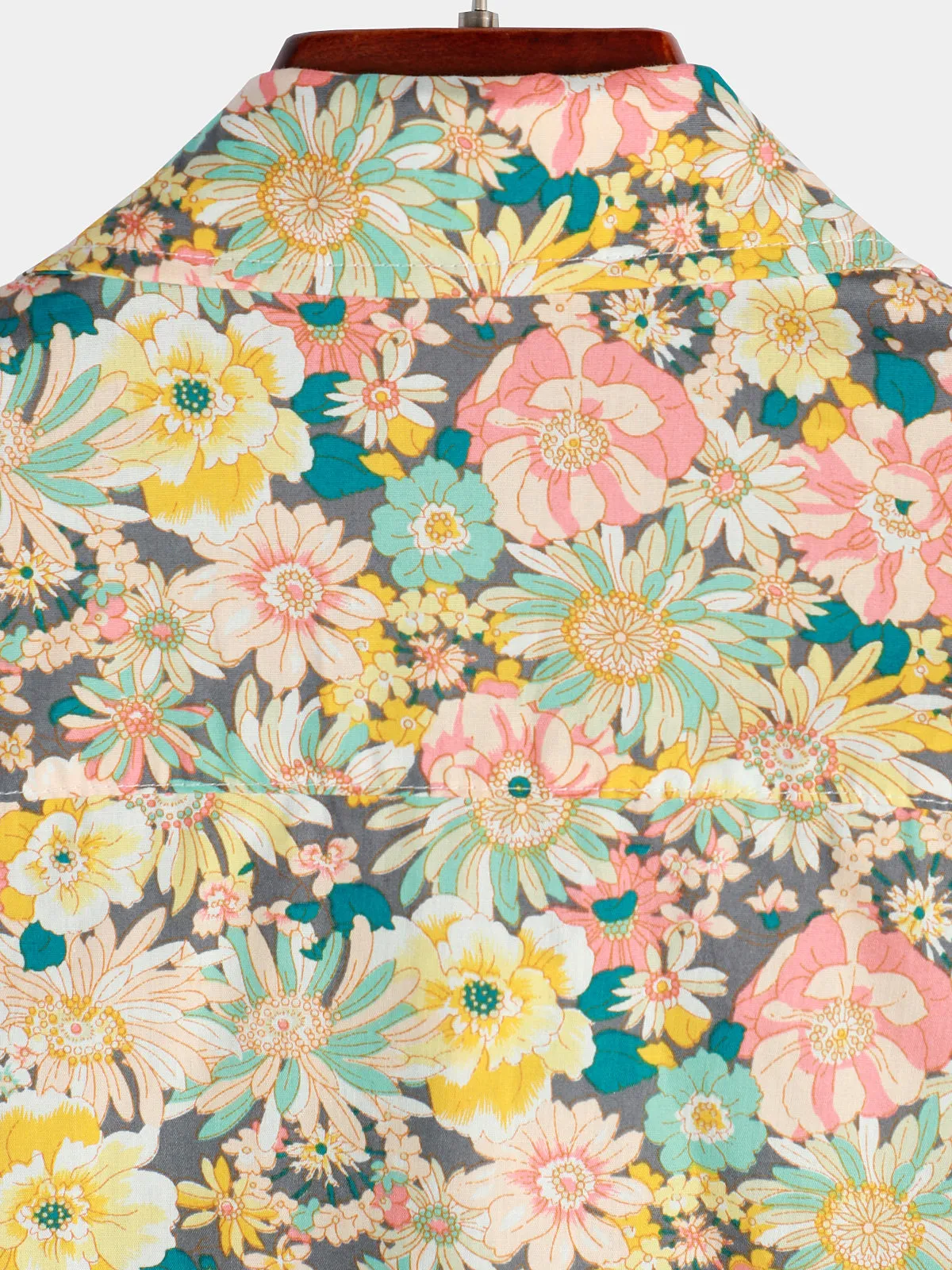 Men's Floral Cotton Casual Button Up Short Sleeve Shirt