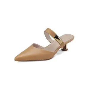 Merendy Ebard pointed toe slip-on minimalism kitten heels Mules