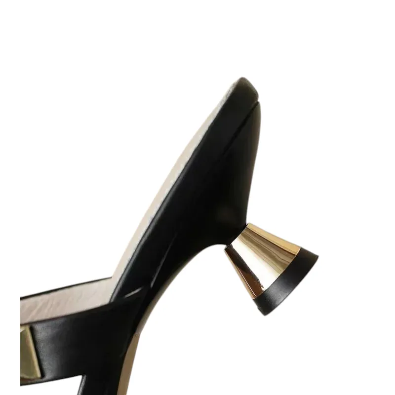 Merendy Ebard pointed toe slip-on minimalism kitten heels Mules