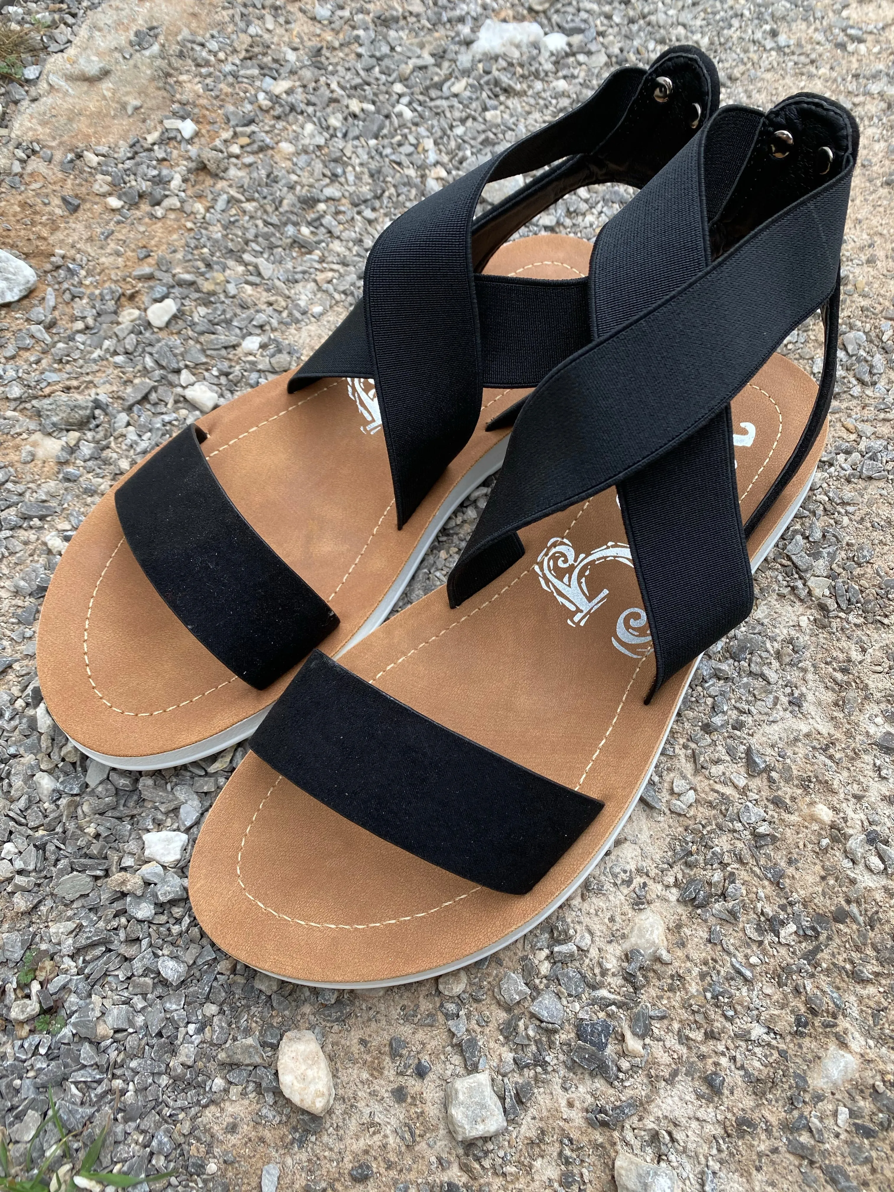 {MISTI} Black Very G/Gypsy Jazz Slip On Stretchy Sandal FINAL SALE!