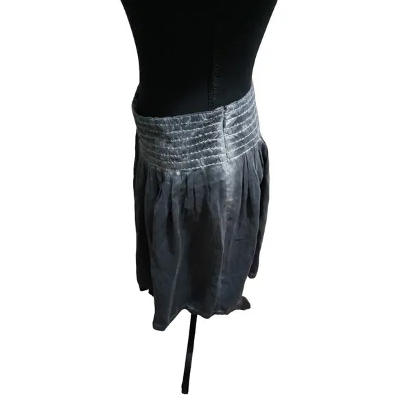 Moulinette Soeurs Anthropologie 100% Silk Gray Blue Mini Skirt, Sz 8 - NWT