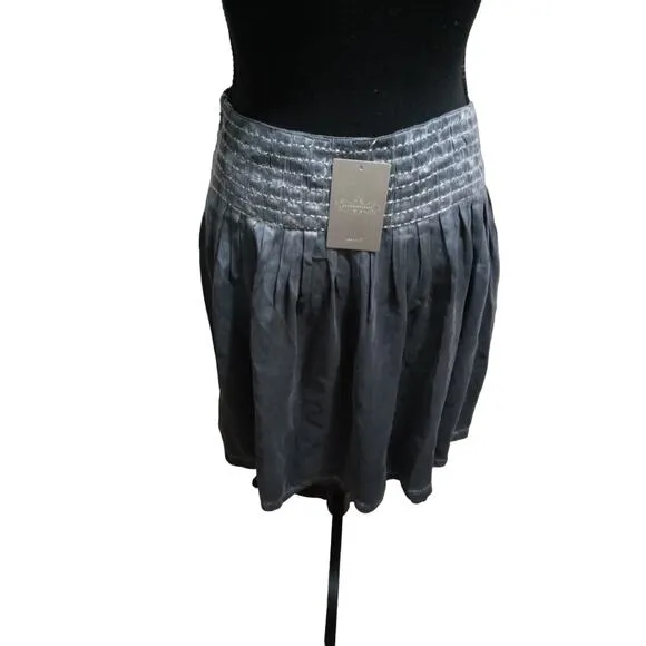 Moulinette Soeurs Anthropologie 100% Silk Gray Blue Mini Skirt, Sz 8 - NWT