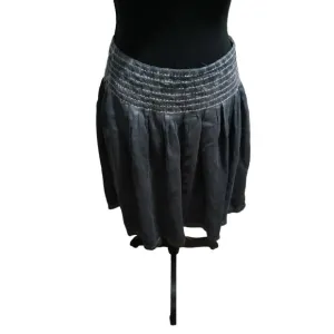 Moulinette Soeurs Anthropologie 100% Silk Gray Blue Mini Skirt, Sz 8 - NWT