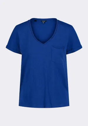Moxie Women's Slub Knit V-Neck T-Shirt, Sodalite Blue - KT0179P