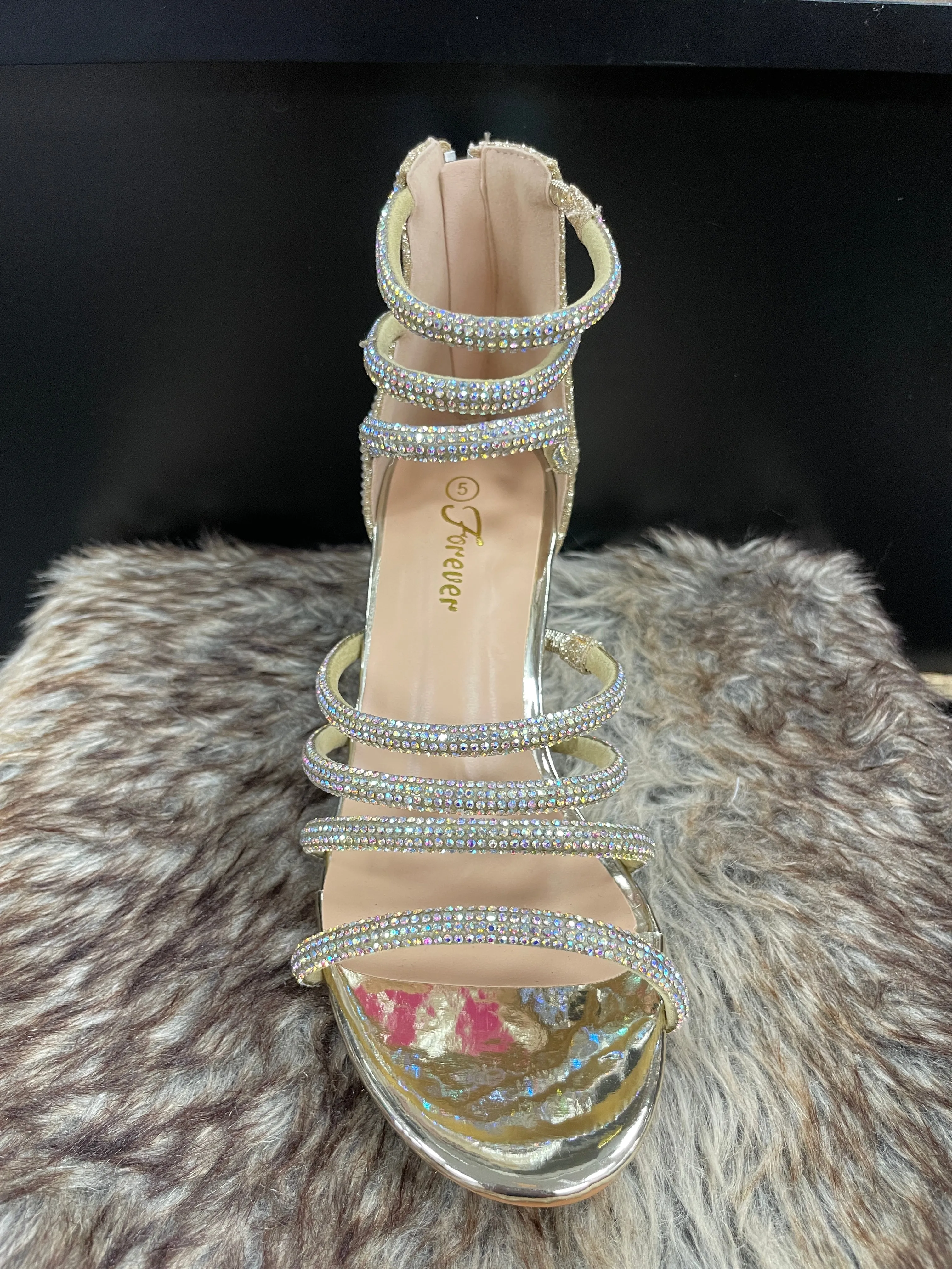 Nataly Champagne Rhinestone Heels