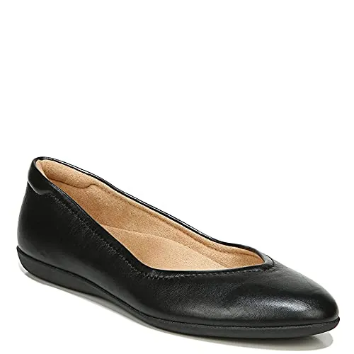 Naturalizer Womens Vivienne Comfortable Slip On Ballet Flats,Black Leather,10M