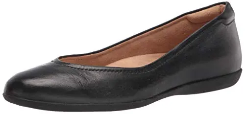 Naturalizer Womens Vivienne Comfortable Slip On Ballet Flats,Black Leather,10M