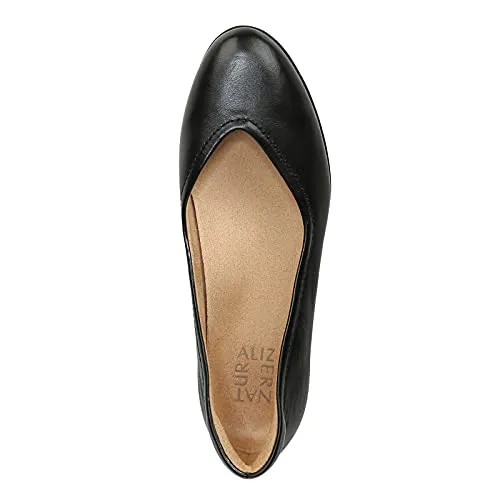 Naturalizer Womens Vivienne Comfortable Slip On Ballet Flats,Black Leather,10M