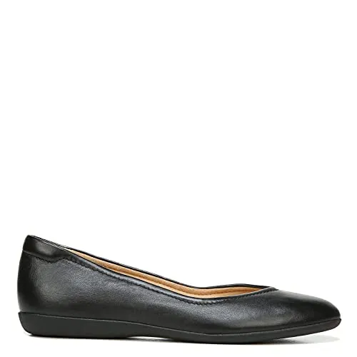 Naturalizer Womens Vivienne Comfortable Slip On Ballet Flats,Black Leather,10M