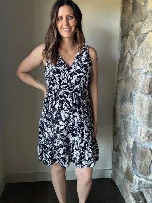 navy and ivory surplice dress | S-3XL