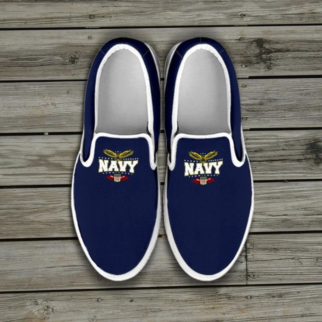 Navy Slip Ons