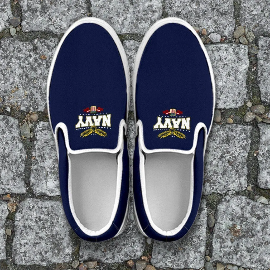 Navy Slip Ons