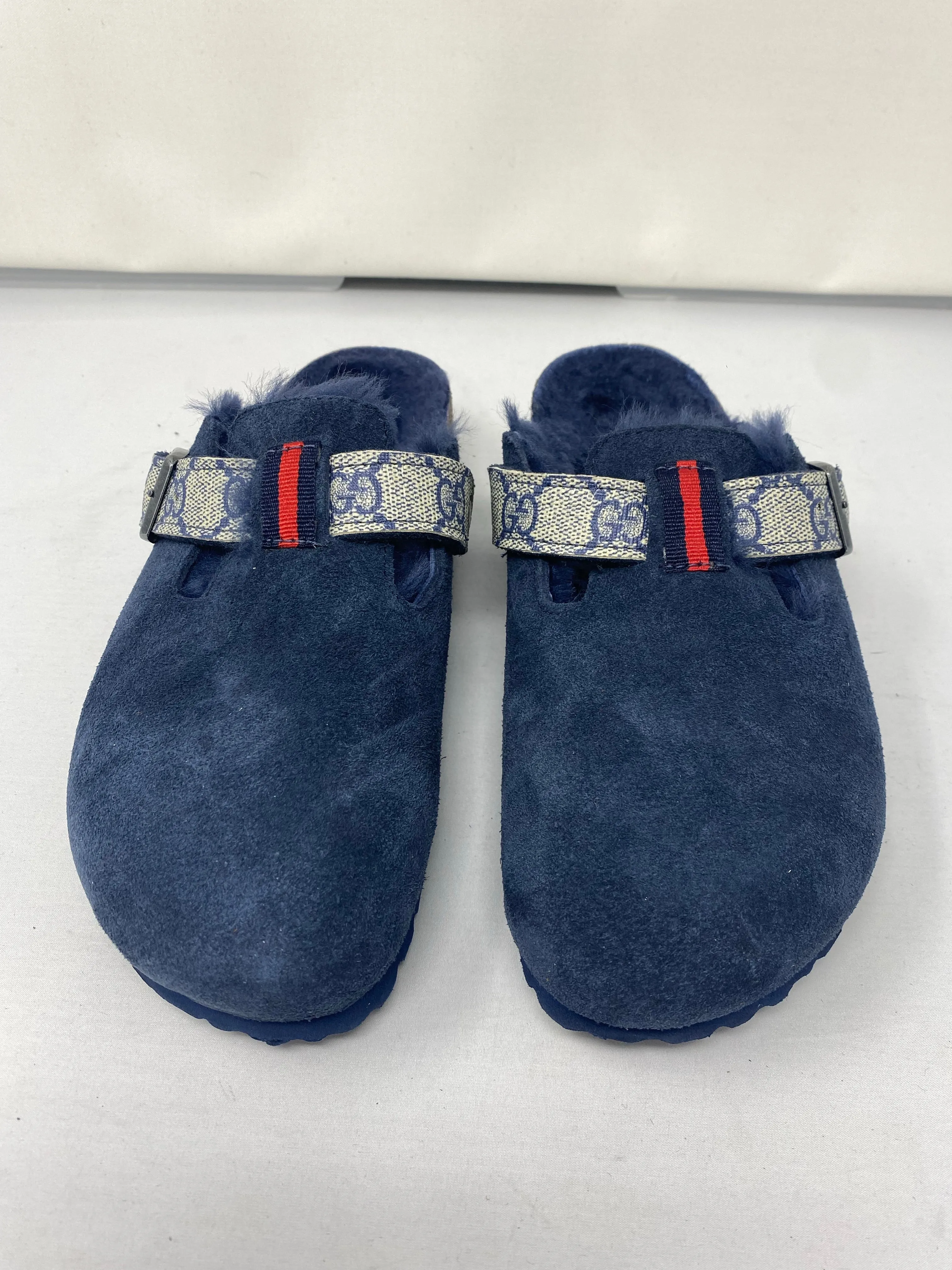 Navy Suede Birkenstock X Refurbished Gucci Strap