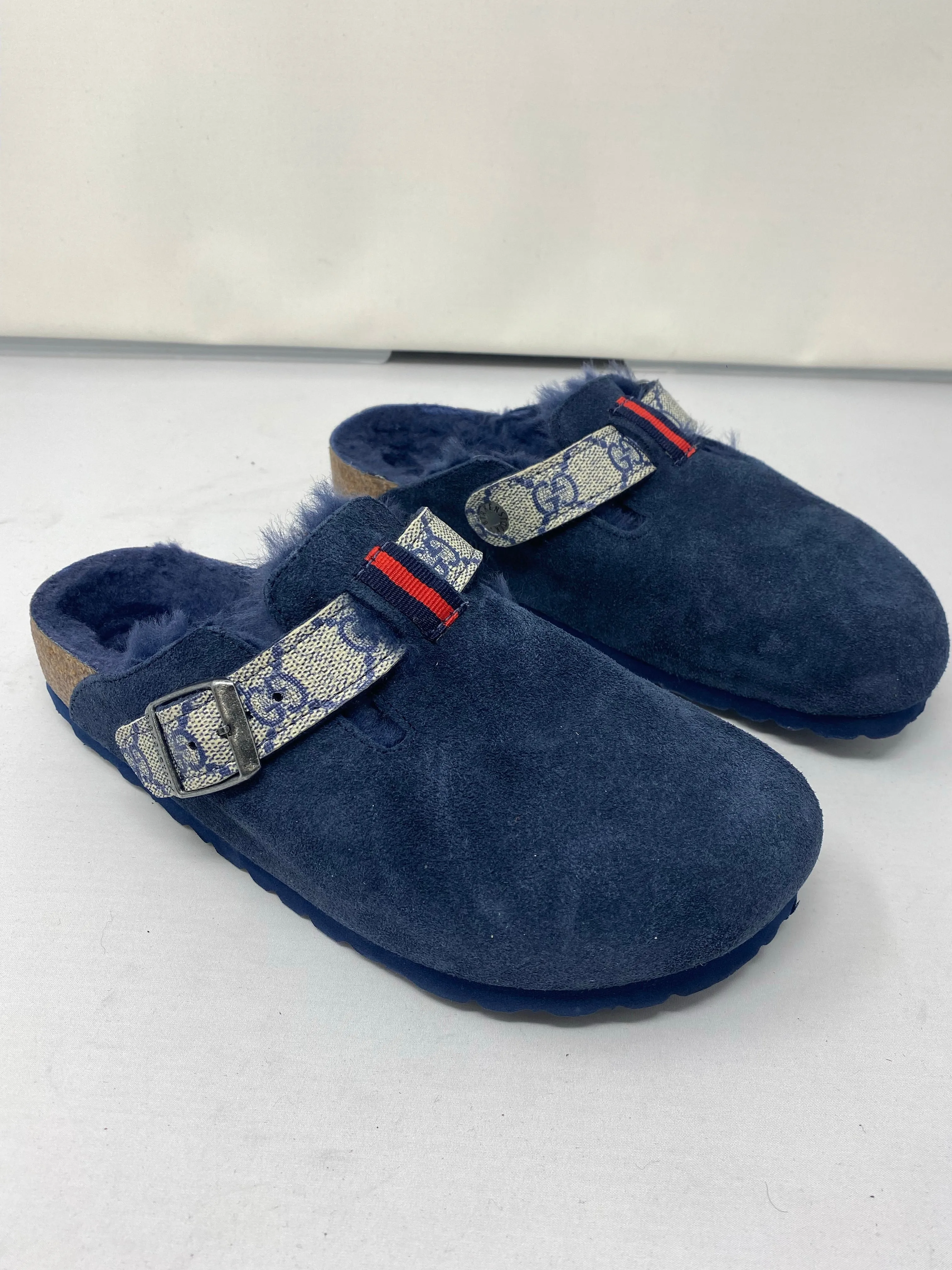 Navy Suede Birkenstock X Refurbished Gucci Strap