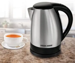New BLACK DECKER Electric Kettle, Brushed Stainless Steel Tea Kettle, Silver