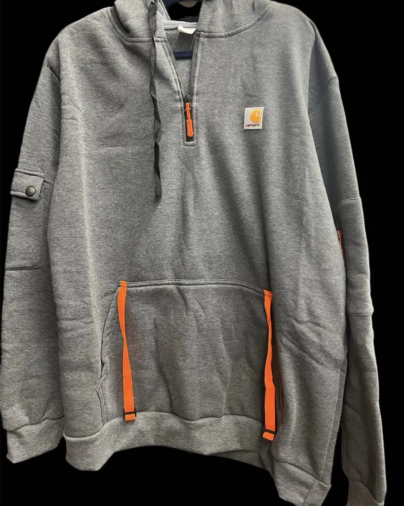 New Carhartt DUPE Men Casual Solid Color Zipper hooded Long Sleeve Lightweight Sweatshirt Hoodies with Pocket Grey Sz XXL