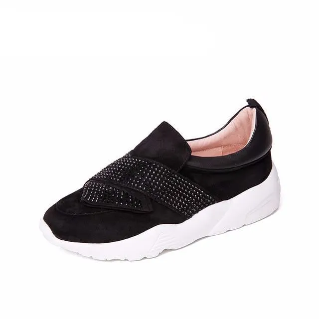 new genuine leather casual flat shoes woman Platform slip-on white outsole black pink khaki spring summer 35-40 size