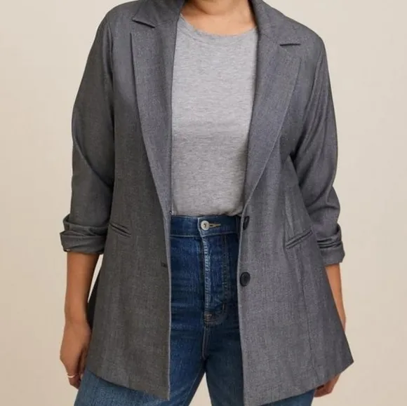 NEW! TORRID Studio Luxe Long Line Single Breasted Blazer 3X.