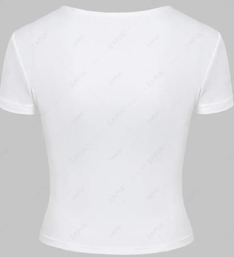 NEW Women's Streetwear Letter Print Short Sleeves Slim Baby T-shirt - White, Sz M