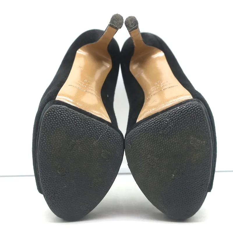 Nicholas Kirkwood Peep Toe Platform Pumps Black Suede Size 38